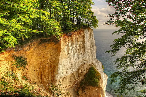 photo of brown mountain, Món, Denmark, Baltic Sea, White Cliffs HD wallpaper
