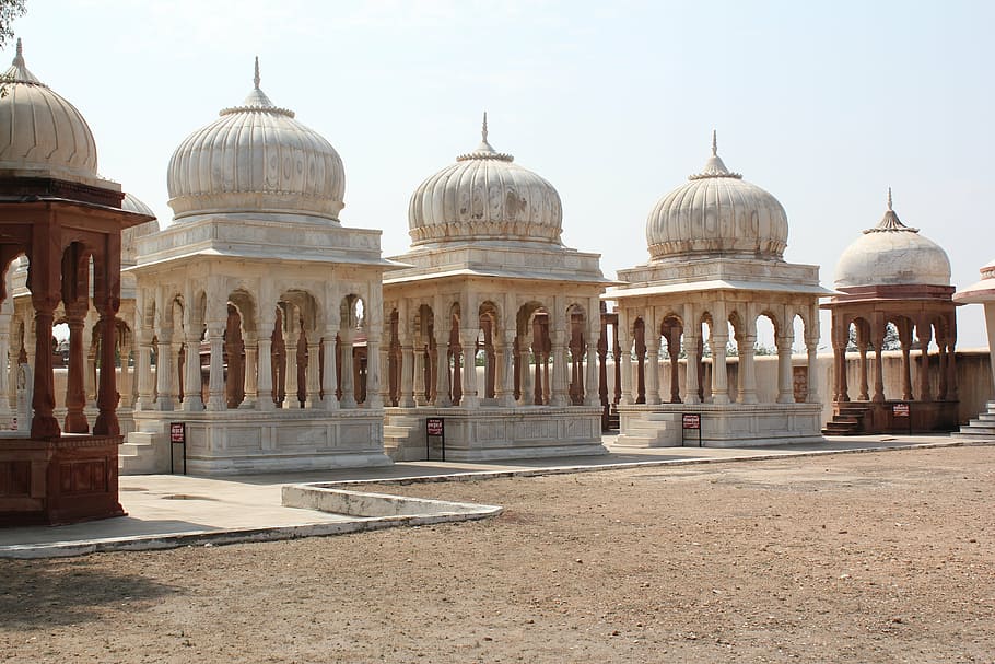 five white religous temples, india, cenotaph, ancient, architecture HD wallpaper