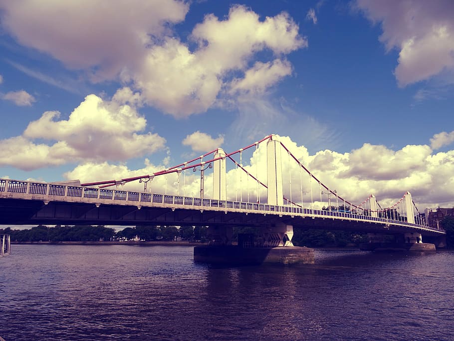 architecture, bridge, clouds, connection, modern, outdoors HD wallpaper
