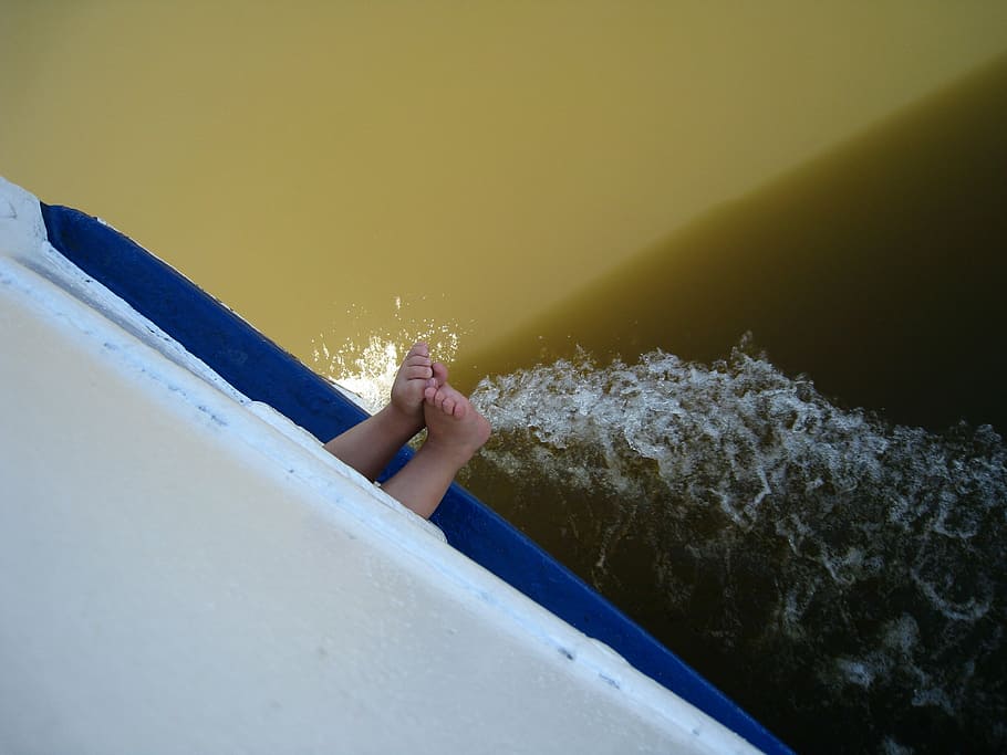 sweden, channel, water, boat, feet, ben, children, summer, one person HD wallpaper