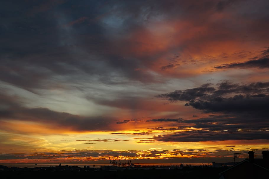 sunset, evening sky, clouds, cloud - sky, scenics - nature HD wallpaper