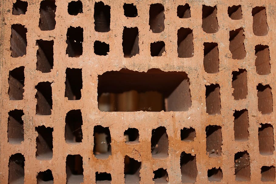 brick, stone, wall, red, masonry, structure, hole, no people HD wallpaper