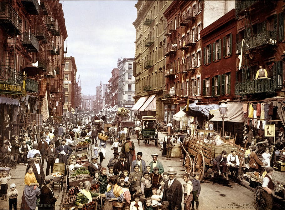 Little Italy in Manhattan, New York around 1900., photo, historic, HD wallpaper