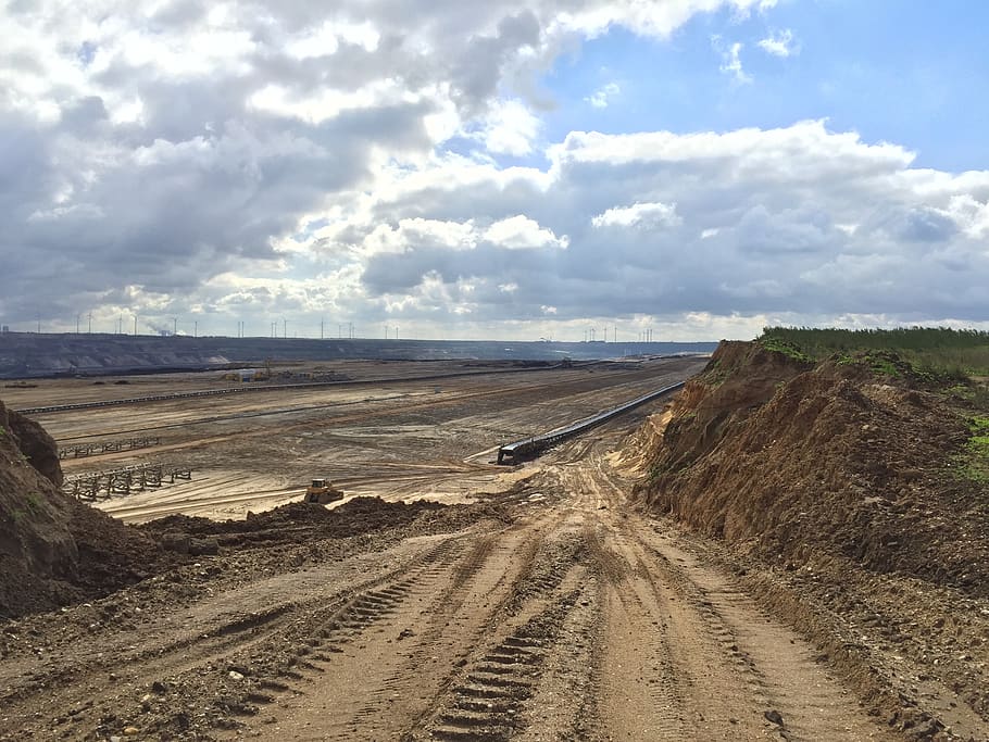 HD wallpaper: open pit mining, brown coal, earth, cloud - sky, land ...