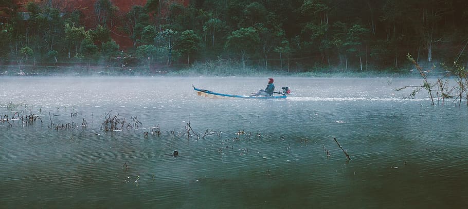 Vietnam, Da Lat, tuyen lam, water, real people, nature, men, HD wallpaper