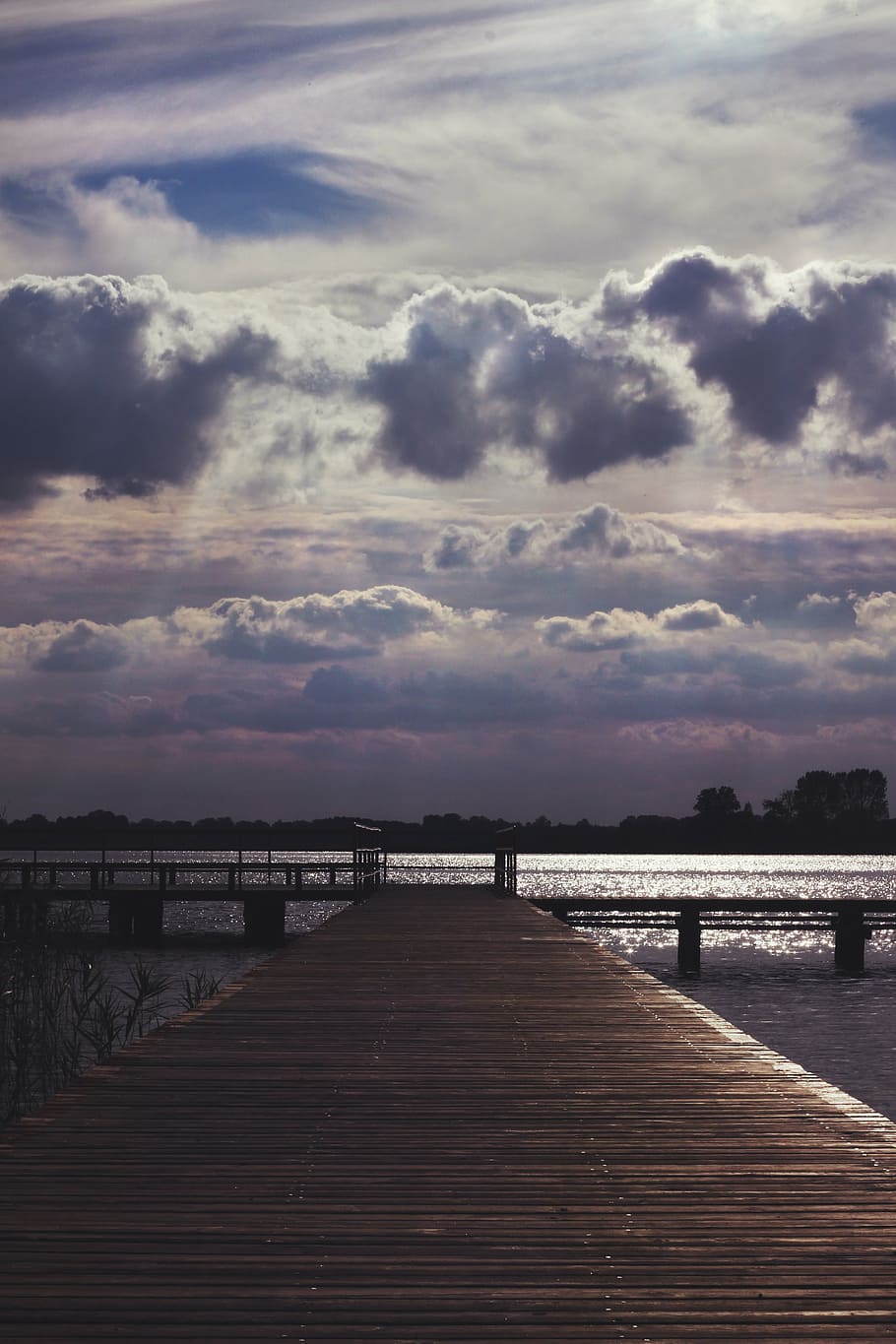 sky, lake, catwalk, clouds, woods, cloud - sky, water, beauty in nature