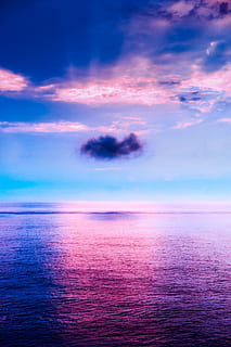 sunset, dusk, sky, clouds, beautiful, sea, ocean, view, outdoors HD wallpaper