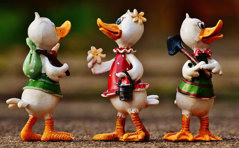 ducks, funny, group, cute, art stone, figure, plumage, bill HD wallpaper