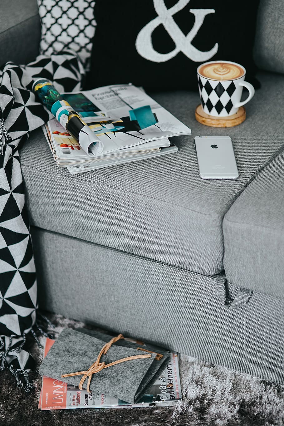 Resting with magazines and cup of coffee, interior, relaxing HD wallpaper