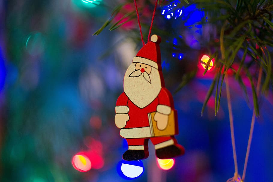 Santa Claus decoration on a Christmas tree, various, xmas, celebration HD wallpaper