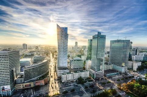 curtain wall building lot, warsaw, skyline, cityscape, architecture HD wallpaper