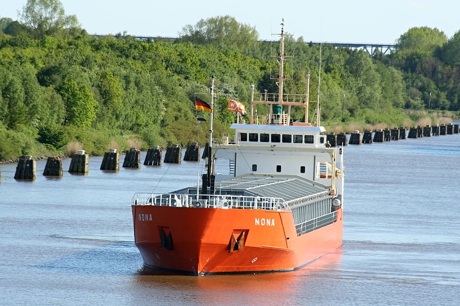 Container, Ship, River, Boot, container ship, freighter, shipping HD wallpaper