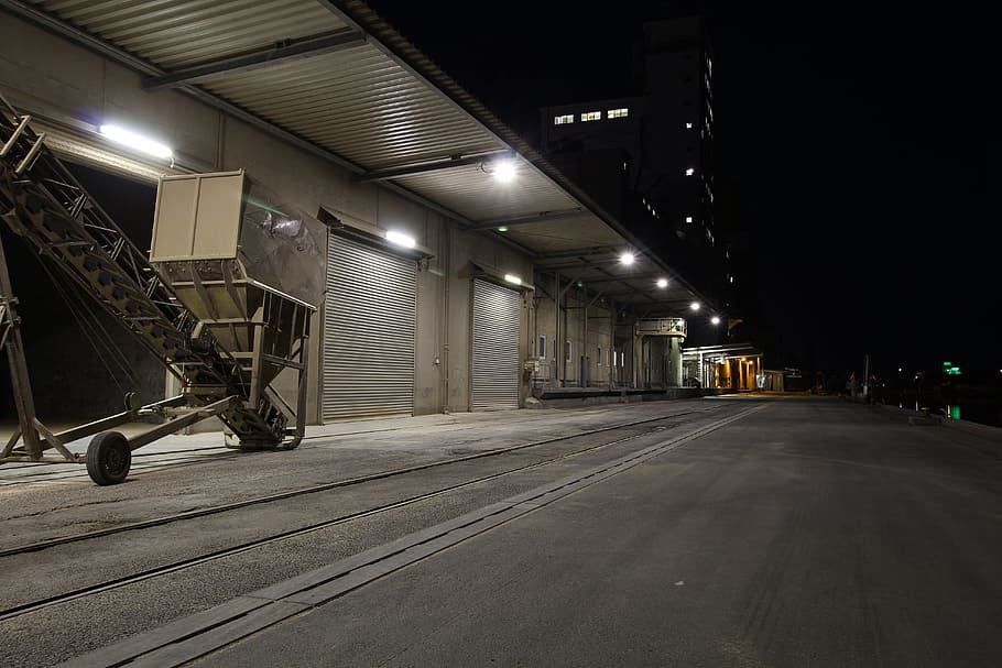 Industry, Stock, Night, Dark, warenlager, port, technology HD wallpaper