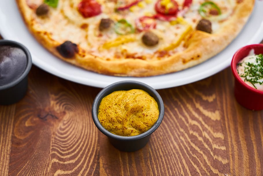 pizza, meat, dough, greens, olives, sausage, salam, ham, slice HD wallpaper
