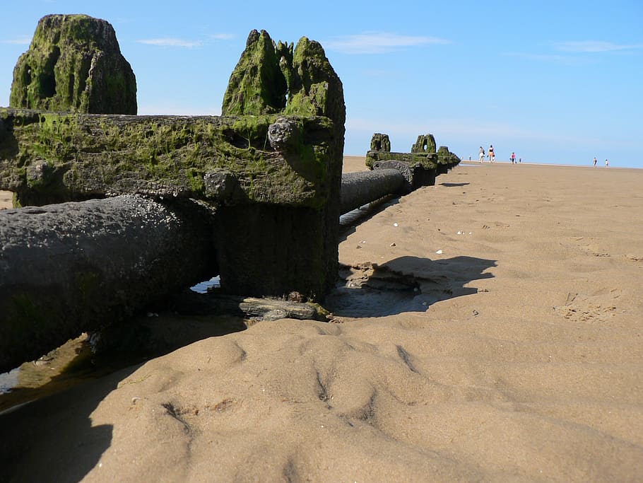 beach, pipeline, sand, norfolk, environment, industry, coast HD wallpaper