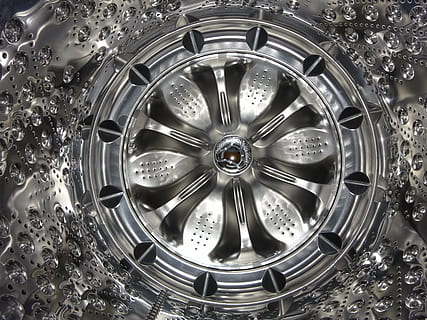 gray steel rim, washing machine, background, pattern, drum HD wallpaper