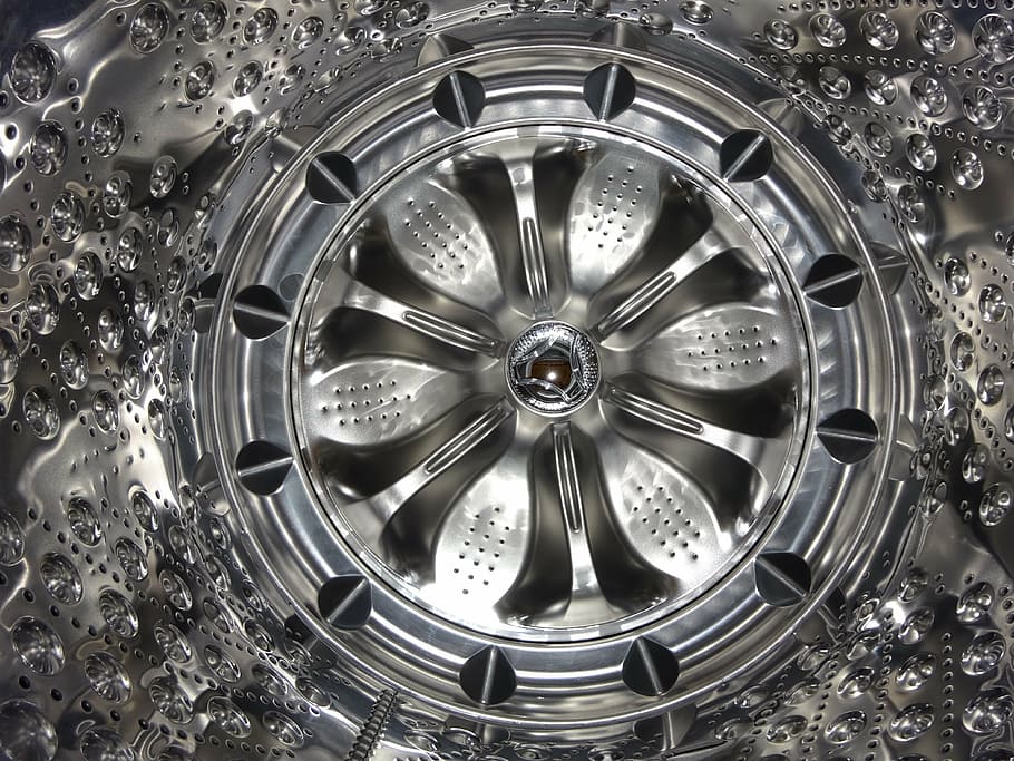 gray steel rim, washing machine, background, pattern, drum HD wallpaper