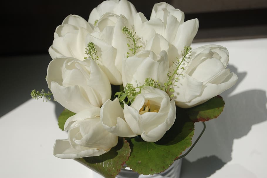 flower, floral, petal, bouquet de fleurs, romantic, white flowers, HD wallpaper