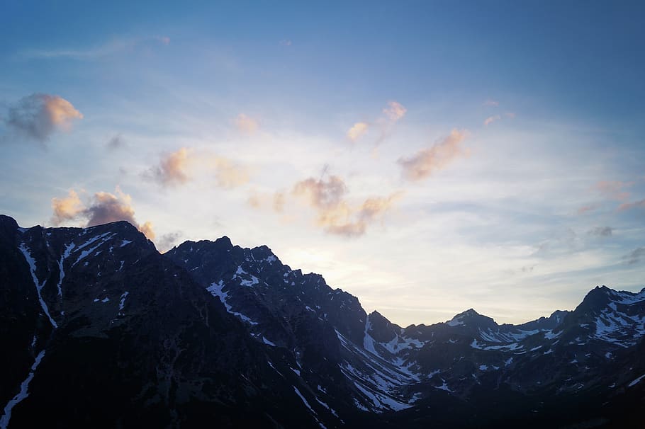 nature, landscape, mountains, snow, summit, peaks, sky, horizon HD wallpaper