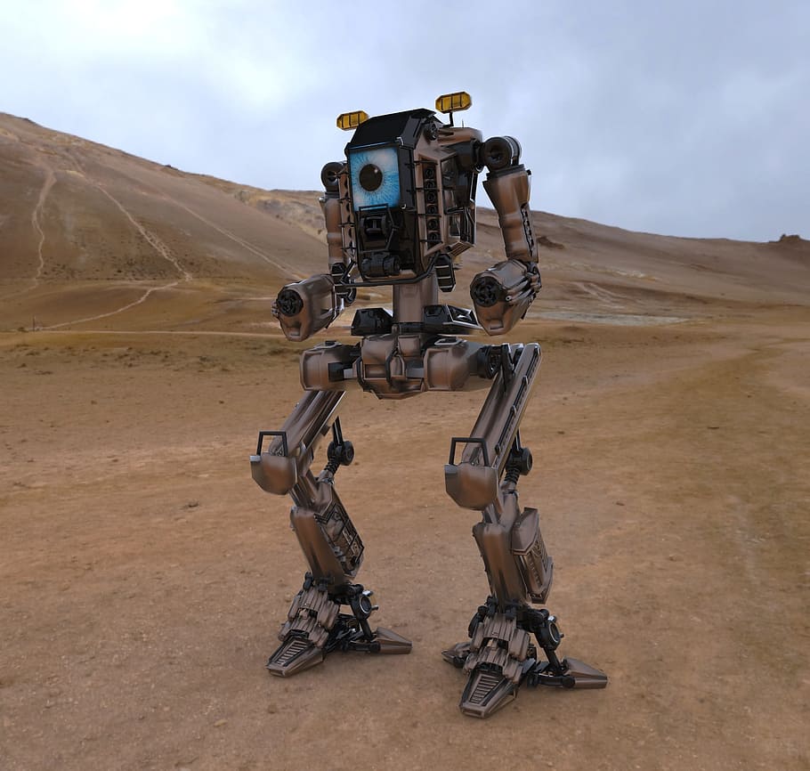 brown and black robot on brown soil, robotic, future, technology, HD wallpaper