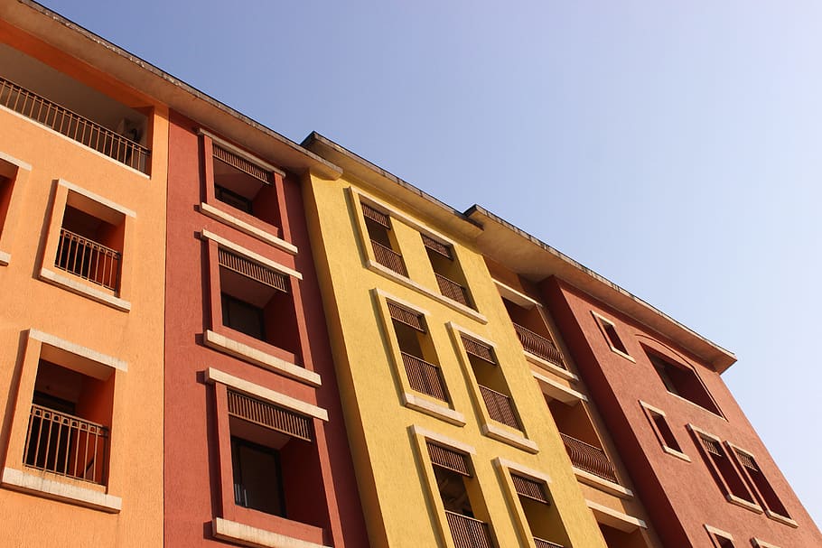 Building, Orange, red, yellow, construction, architecture, urban HD wallpaper