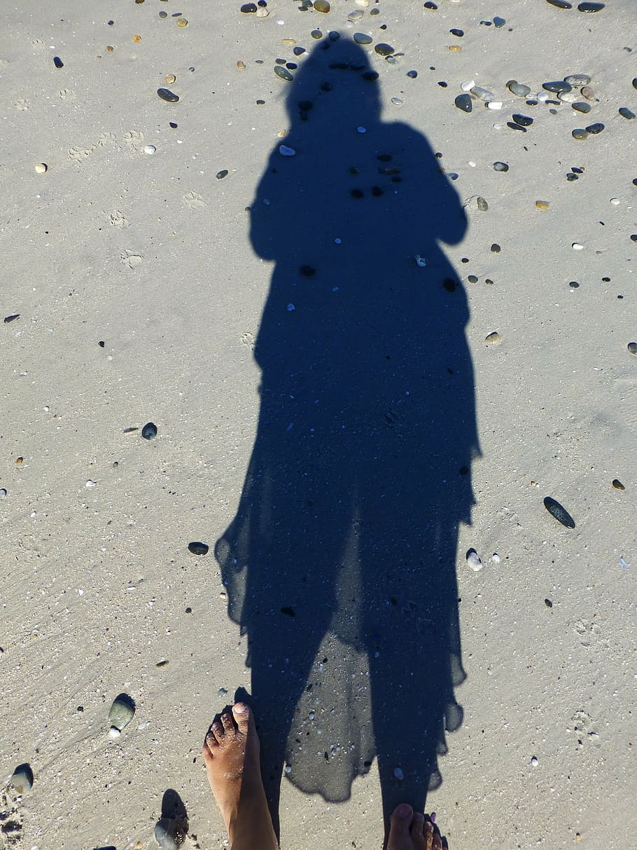 shadow, beach, sand, human, silhouette, woman, hispanic, shadow play HD wallpaper