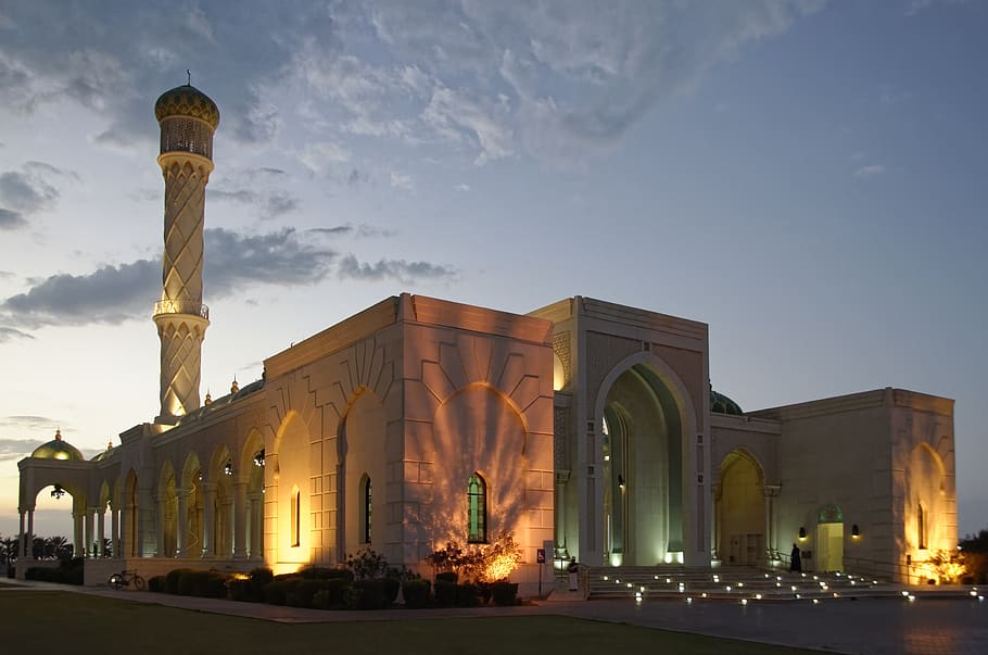 oman, muscat, zulfa mosque, minaret, dome, architecture, religion, HD wallpaper