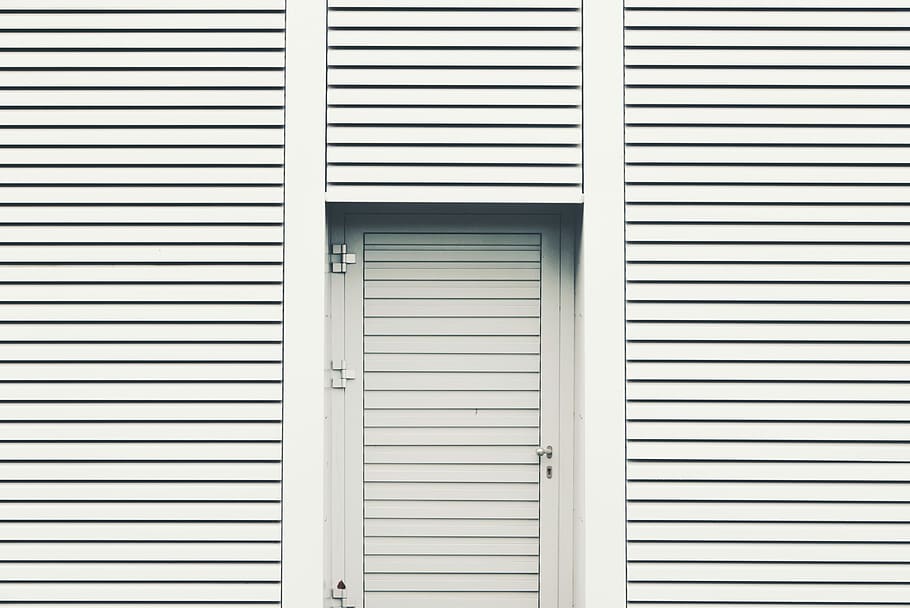 closed louver door, photo of white wooden door, modern, design, HD wallpaper