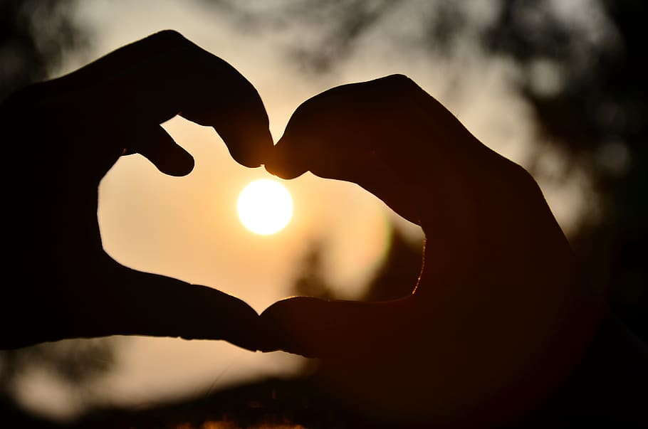 heart signs, warm, light and shadow, beautiful, hand, icon, love, HD wallpaper