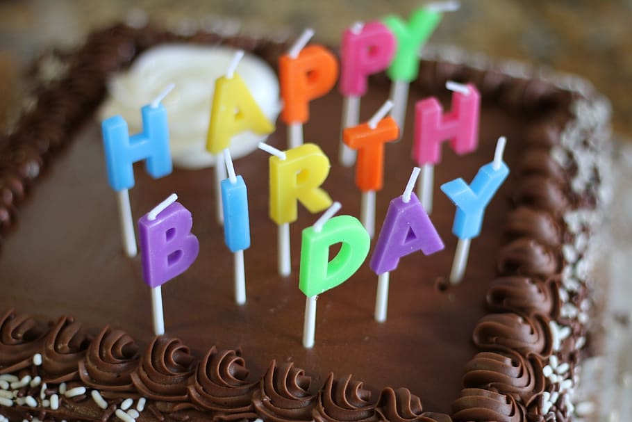 happy, birthday, cake, multi colored, candle, birthday candles HD wallpaper