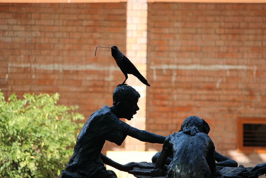 crow, birds, statue, design, sculpture, representation, art and craft HD wallpaper