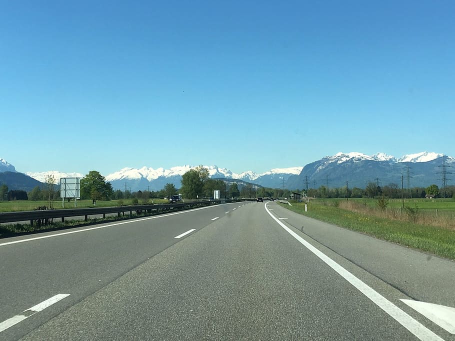 highway, alpine, road, transportation, asphalt, day, airport HD wallpaper