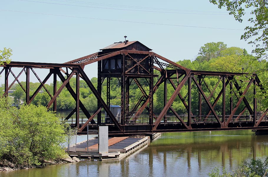 trestle, train, swivel, bridge, railroad, vintage, fox river HD wallpaper