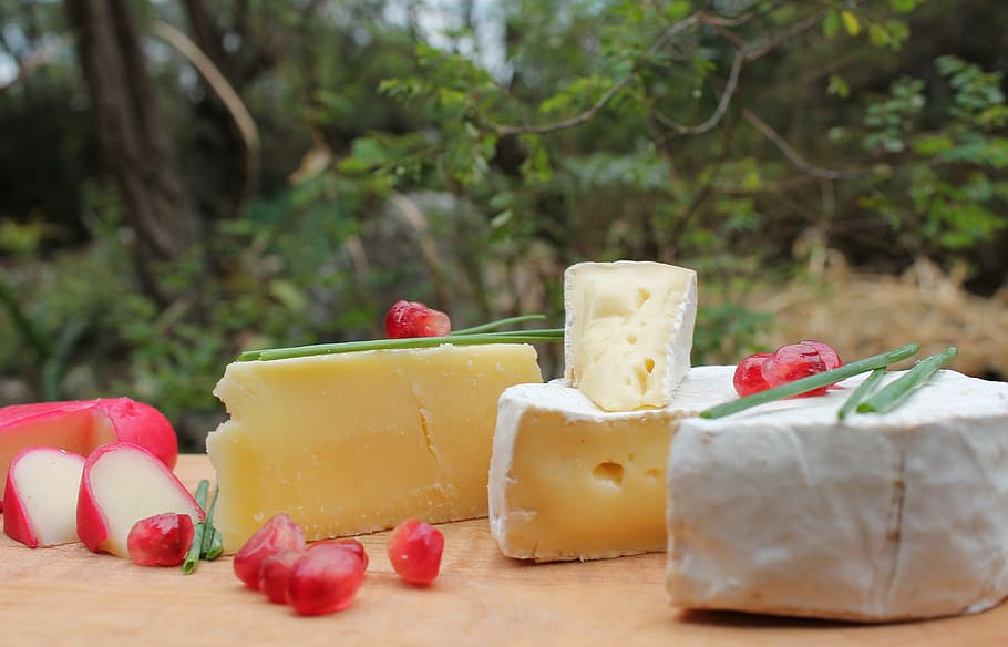 cheese, camembert, cheddar, gouda, country, pomegranate fruit