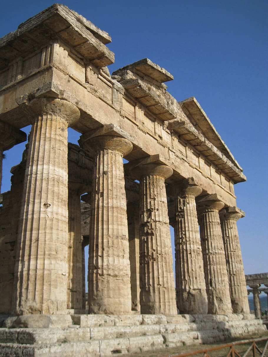 ruins, temple, paestum, architecture, built structure, architectural column, HD wallpaper