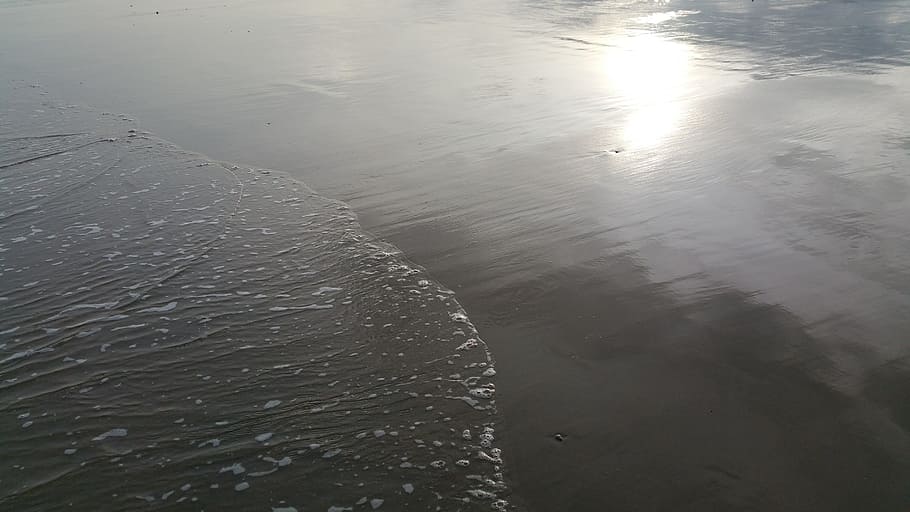 beach, washed beach, sandy beach, wave, water, high angle view HD wallpaper
