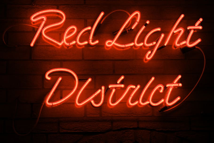 red Red Light District neon light decoration, red Red Light District LED signage, HD wallpaper