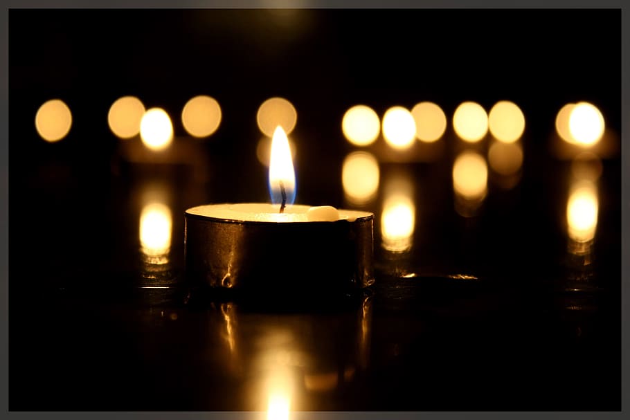 white votive candles, darkness, light, candlestick, fire, illuminated HD wallpaper