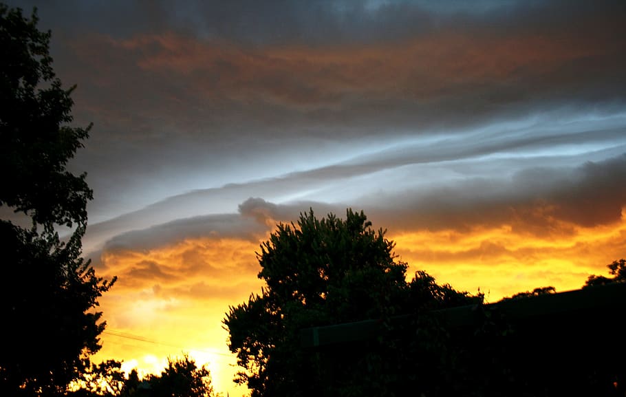 Clouds, Shelf, Streak, White, Marble, sunset, orange, yellow HD wallpaper