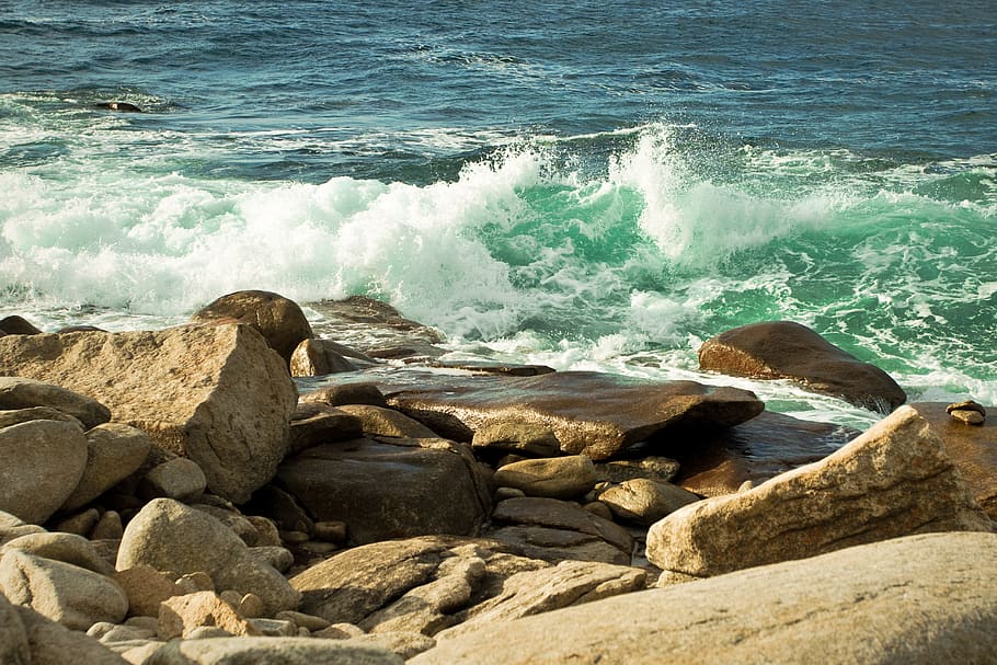 waters, sea, coast, ocean, beach, rock, solid, rock - object HD wallpaper