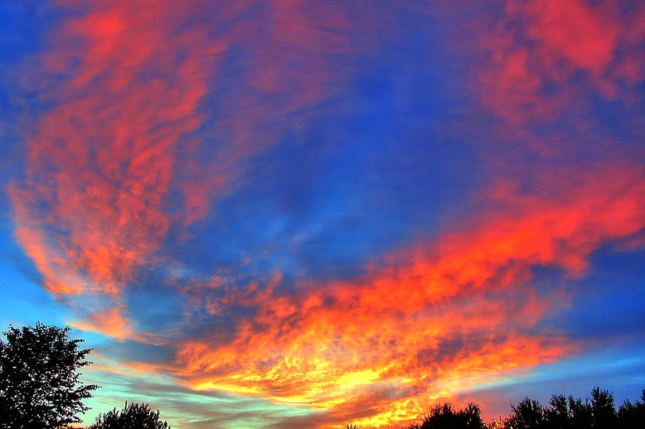 sky, cloud cover, clouds form, sunset, dusk, hdr image, nature HD wallpaper