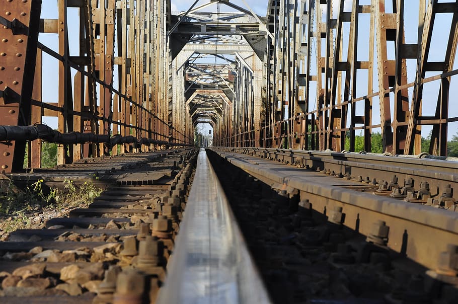 the viaduct, splint, tracks, railway, communication, sleepers, HD wallpaper