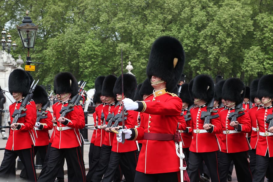 Grenadier Guards, London, Soldiers, england, queen, military, HD wallpaper