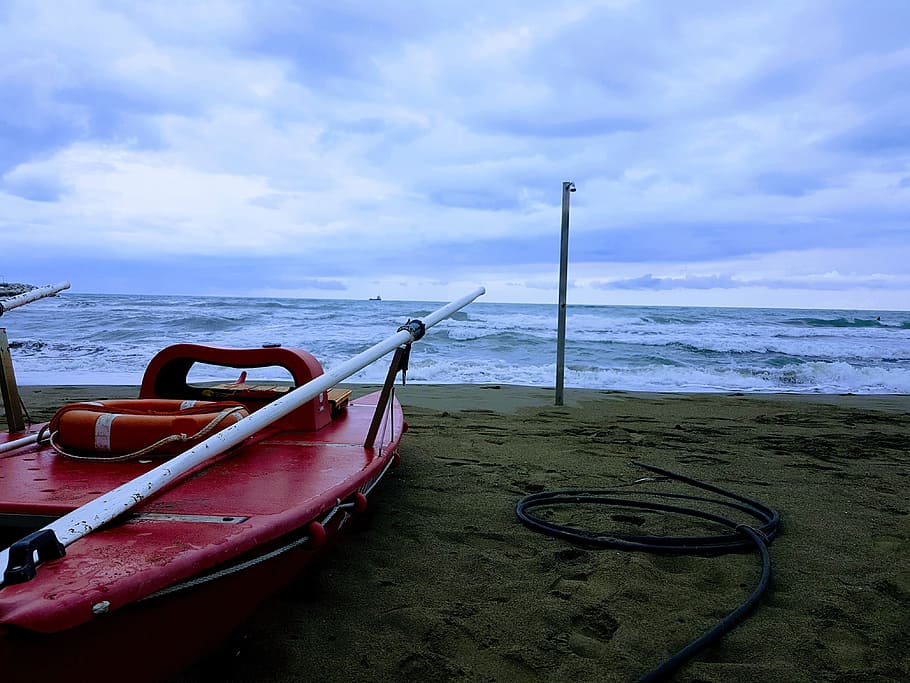 sea, winter, sky, clouds, landscape, italy, beach, waves, water HD wallpaper