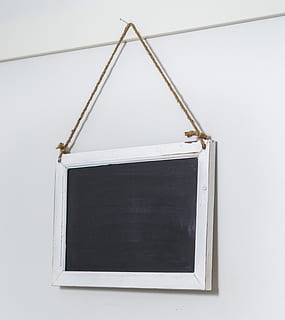black and white board hanging on wall, blackboard, chalk, frame HD wallpaper