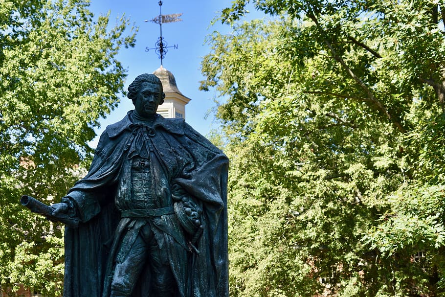 w m, campus, statue, william mary, bench, read, student, college, HD wallpaper
