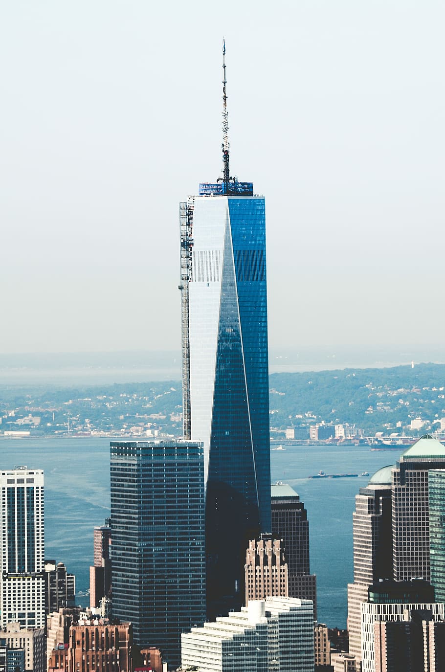 high angle photography of curtain wall building at daytime, One World Trade Center, New York, HD wallpaper