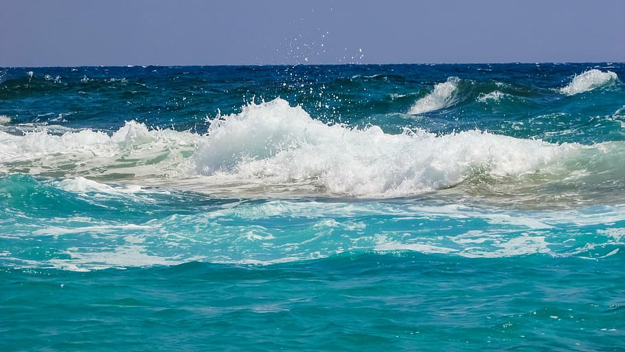 wave, beach, spray, foam, nature, energy, power, blue, sea HD wallpaper