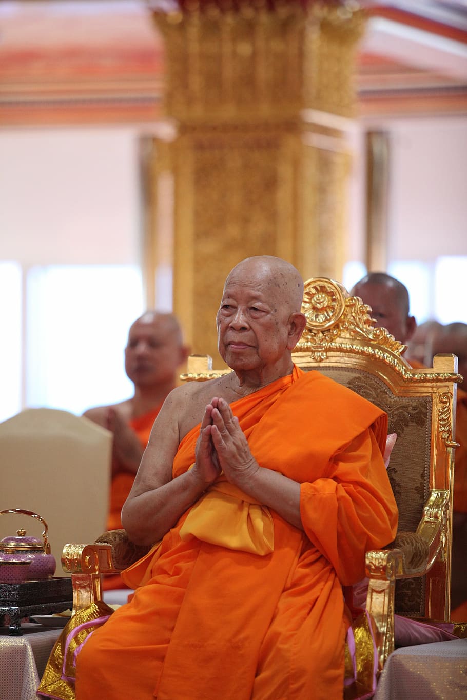 supreme patriarch, buddhist, priests, elderly, temple, thailand, HD wallpaper