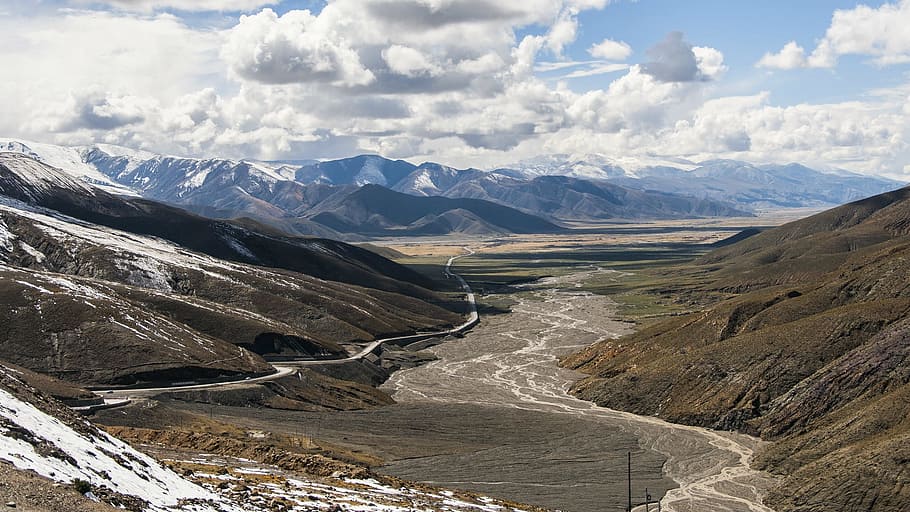 tibet, plateau, valley, environment, mountain, scenics - nature HD wallpaper